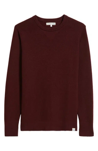 Merz B Schwanen Merino Ribbed Crewneck Sweater In Red