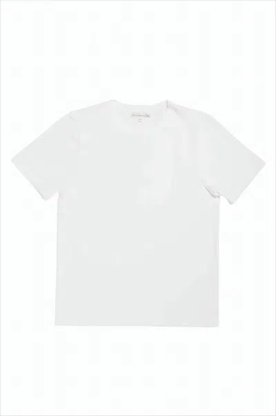 Merz B Schwanen Minimalist White Short-sleeve T-shirt With Crew Neckline In Multi