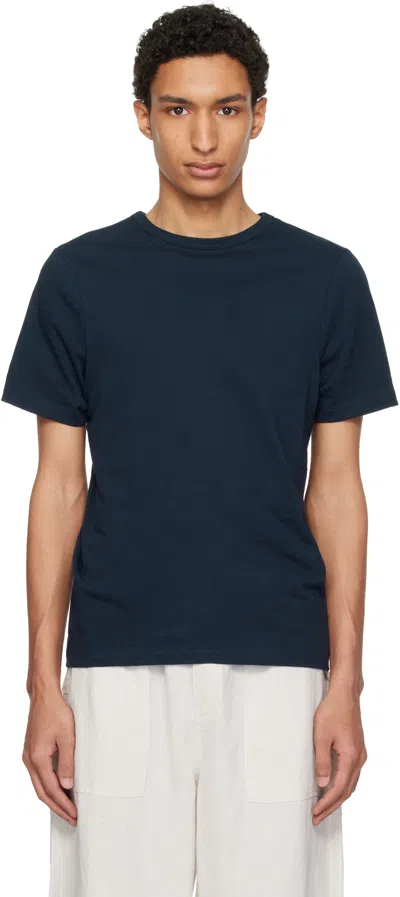 Merz B Schwanen Navy 1950s Loopwheeled Classic Fit Lightweight T-shirt In Blue