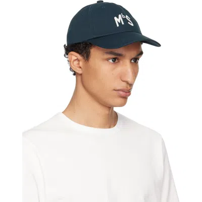 Merz B Schwanen Merz B. Schwanen Navy Blue Mbs Logo Cotton Twill Baseball Cap