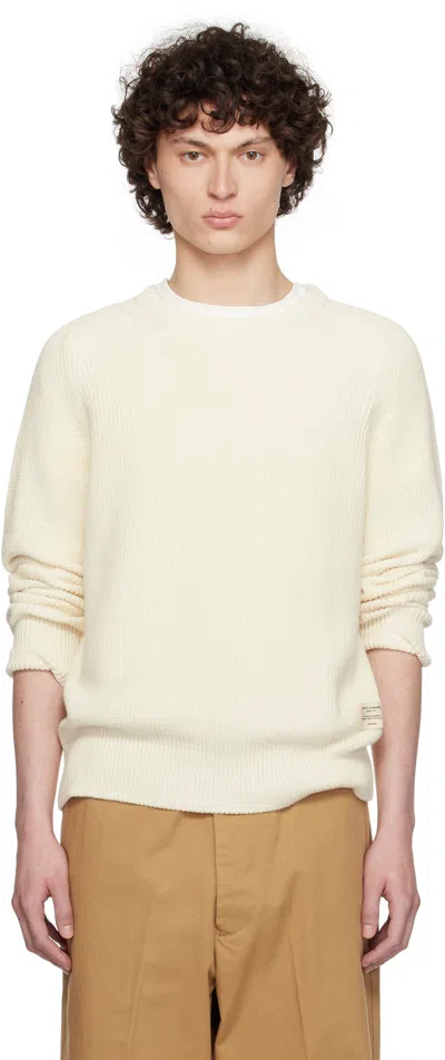 Merz B Schwanen Off-white Cc02 Ribbed Knit Sweater In 02 Nature