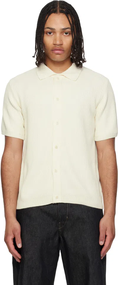 Merz B Schwanen Off-white 1961 Ribbed Cotton Knit Shirt