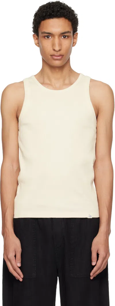 Merz B Schwanen Off-white Iconic Ribbed Cotton Tank Top In Gray