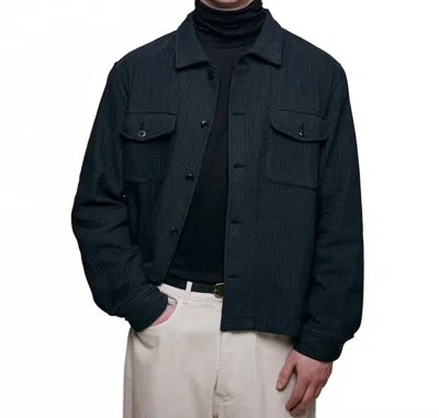 Merz B Schwanen Padded Cotton Long Sleeve Overshirt In Charcoal In Blue