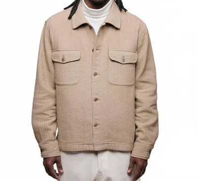 Merz B Schwanen Padded Cotton Long Sleeve Overshirt In Dusted Khaki In Pink