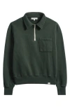 Merz B Schwanen Quarter Zip Organic Cotton Sweatshirt In Green
