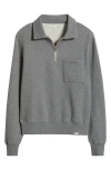 Merz B Schwanen Quarter Zip Organic Cotton Sweatshirt In Grey Melange