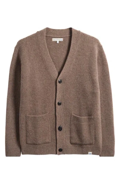 Merz B Schwanen Relaxed Wool & Cashmere Rib Cardigan In Brown
