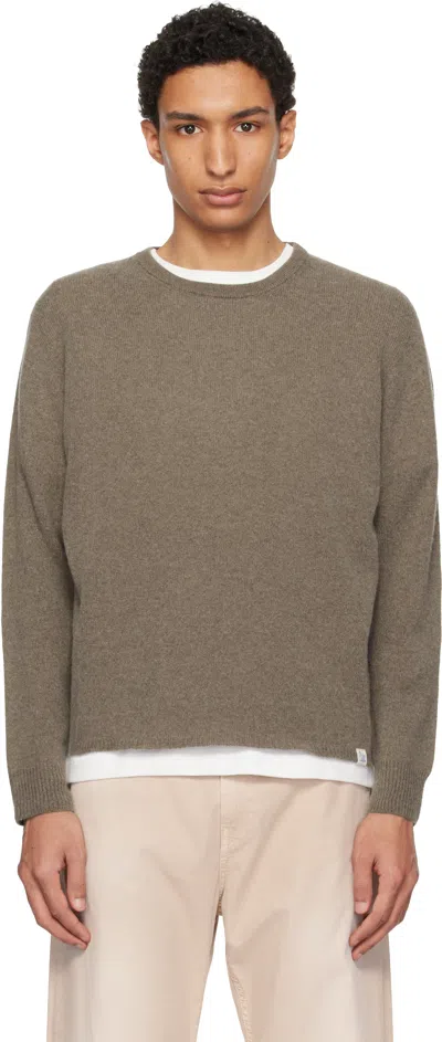Merz B Schwanen Taupe Lightweight Merino Wool-cashmere-silk Sweater In Brown
