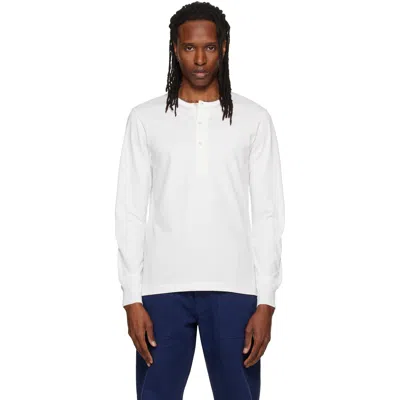 Merz B Schwanen White 2m06 'mid-century Machine' Refined Fit Henley In 01 White