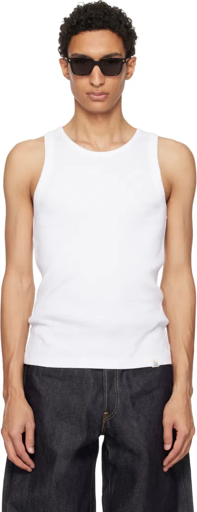 Merz B Schwanen White Iconic Ribbed Cotton Tank Top