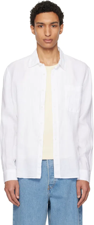 Merz B Schwanen White Relaxed Linen Long Sleeve Shirt