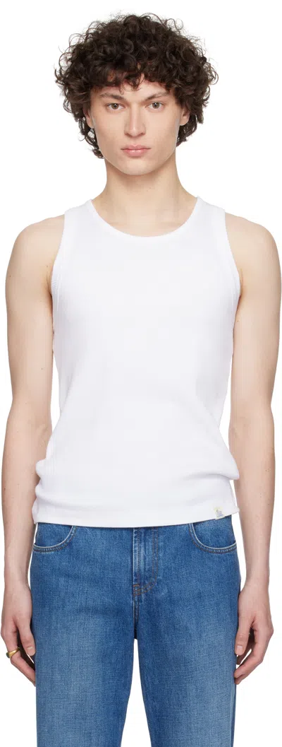 Merz B Schwanen White Ribtank01 Ribbed Tank Top In 01 White