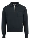Merz B Schwanen Zip-collar Pocket Polo Shirt In Gray