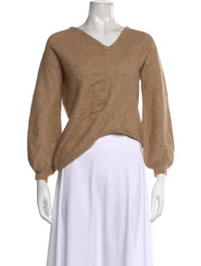 Pre-owned Mes Demoiselles Alpaca V-neck Sweater In Neutrals