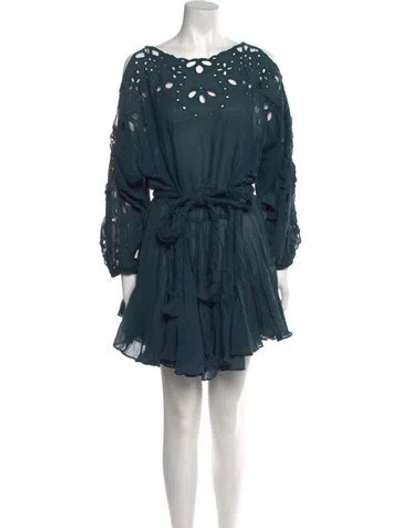 Pre-owned Mes Demoiselles Bateau Neckline Mini Dress W/ Tags In Green