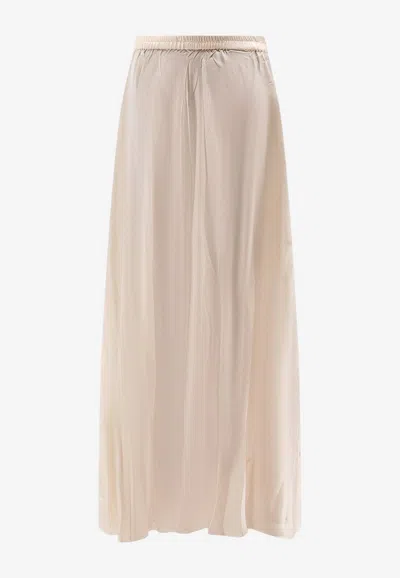 Mes Demoiselles Calista Satin Midi Skirt In Ecru