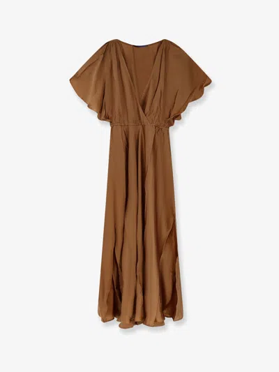 Mes Demoiselles Cascais Long Viscose Dress In Brown