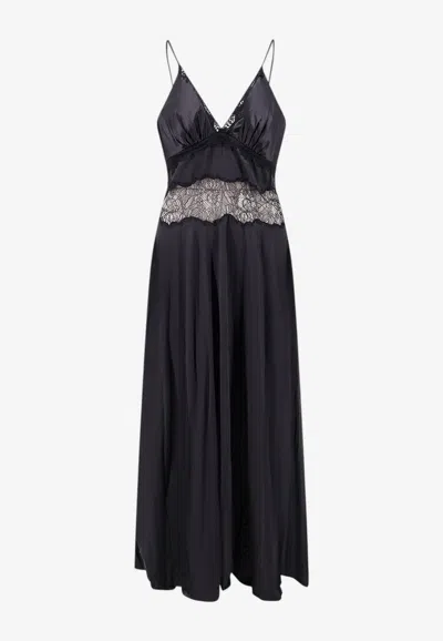 Mes Demoiselles Cecile Lace-trimmed Maxi Dress In Black