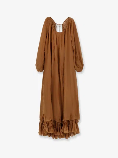 Mes Demoiselles Crash Long Viscose Dress In Brown