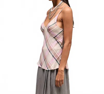 Mes Demoiselles Douce V-neck Top In Pink In White