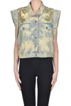 Mes Demoiselles Embellished Denim Gilet In Light Denim