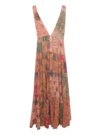 Pre-owned Mes Demoiselles Floral-print Maxi Dress In Pink