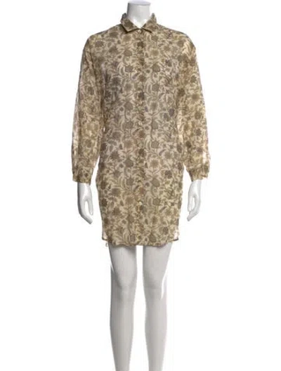Pre-owned Mes Demoiselles Floral Print Mini Dress In Neutral