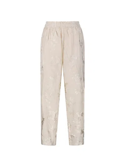 Mes Demoiselles Floral-embroidered Trousers In Neutral