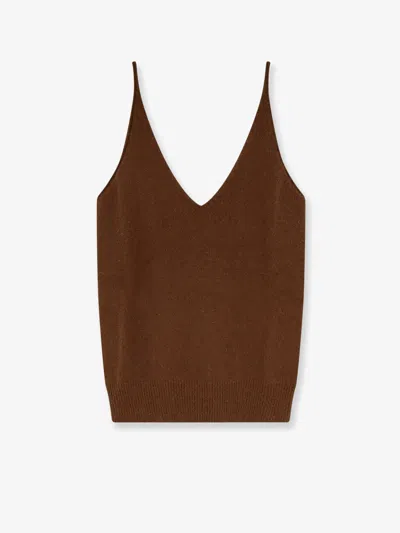 Mes Demoiselles Fluff Wool Blend Top In Brown