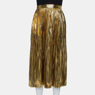 Mes Demoiselles Gold Lurex Silk Pleated Sadiola Midi Skirt