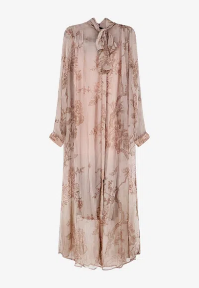 Mes Demoiselles Grace Floral Maxi Dress In Beige