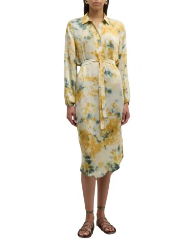 Mes Demoiselles Ilico Printed Self-tie Midi Shirtdress In Multi