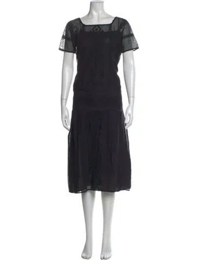 Pre-owned Mes Demoiselles Lace Pattern Midi Length Dress In Black
