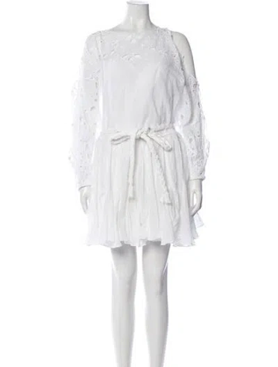 Pre-owned Mes Demoiselles Lace Pattern Mini Dress In White