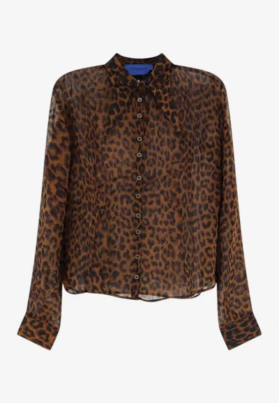 Mes Demoiselles Leopard Print Long-sleeved Shirt In Brown