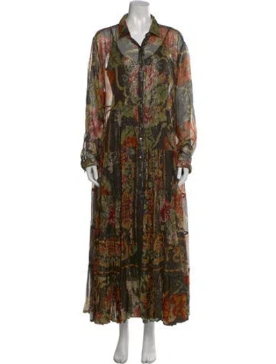 Pre-owned Mes Demoiselles Linen Long Dress In Multi