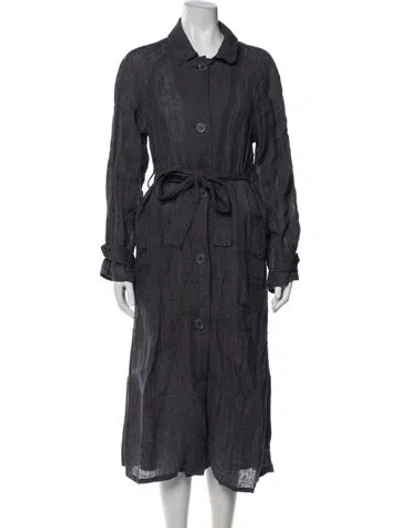 Pre-owned Mes Demoiselles Linen Trench Coat In Gray