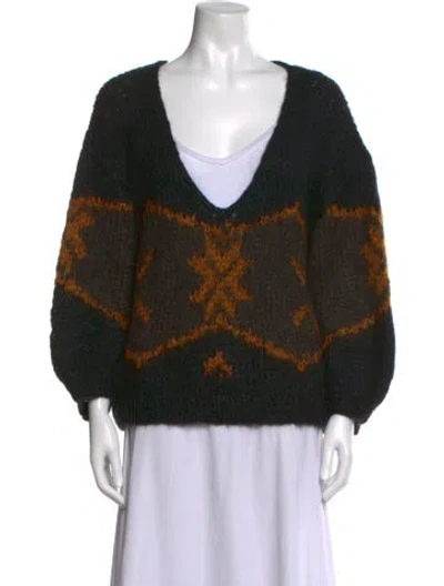 Pre-owned Mes Demoiselles Mohair Patterned Sweater In Black