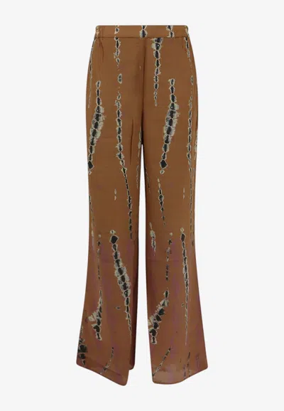 Mes Demoiselles Nolan Printed Flared Pants In Brown