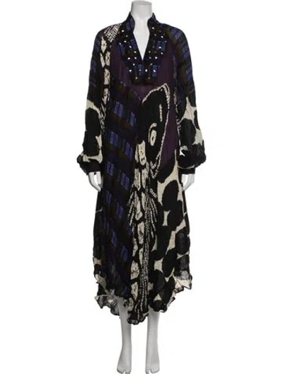 Pre-owned Mes Demoiselles Patterned Long Dress In Black