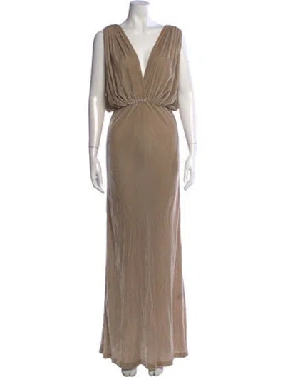 Pre-owned Mes Demoiselles Plunge Neckline Long Dress W/ Tags In Neutral