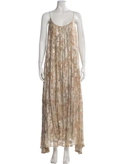 Pre-owned Mes Demoiselles Printed Long Dress In Gold/metallic/neutrals