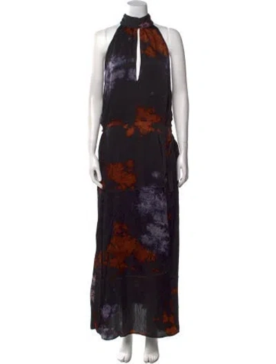 Pre-owned Mes Demoiselles Printed Long Dress W/ Tags In Black