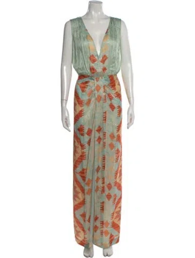 Pre-owned Mes Demoiselles Printed Long Dress W/ Tags In Green