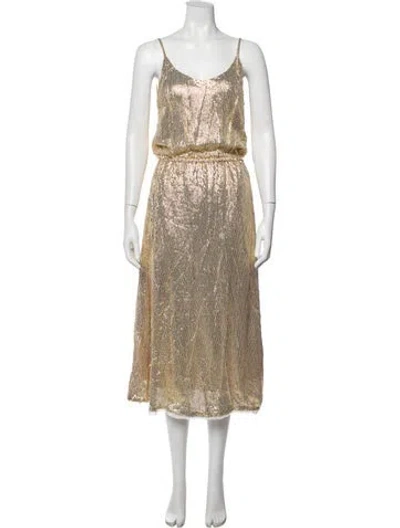 Pre-owned Mes Demoiselles Printed Midi Length Dress In Gold