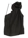 Mes Demoiselles Rose-embellished One-shoulder Top In Black