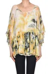 Mes Demoiselles Ruched Chiffon Blouse In Beige