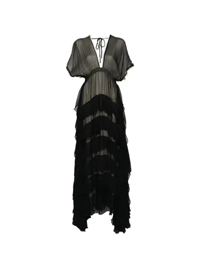Mes Demoiselles Ruffled Maxi Dress In Black
