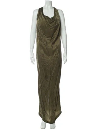 Pre-owned Mes Demoiselles Satin Long Dress In Green